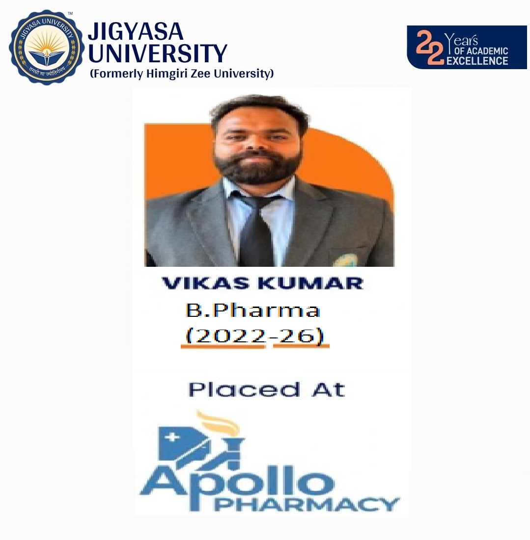 Mr. Vikas Kumar, B. Pharma (2022-26) placed at Apollo Pharmacy