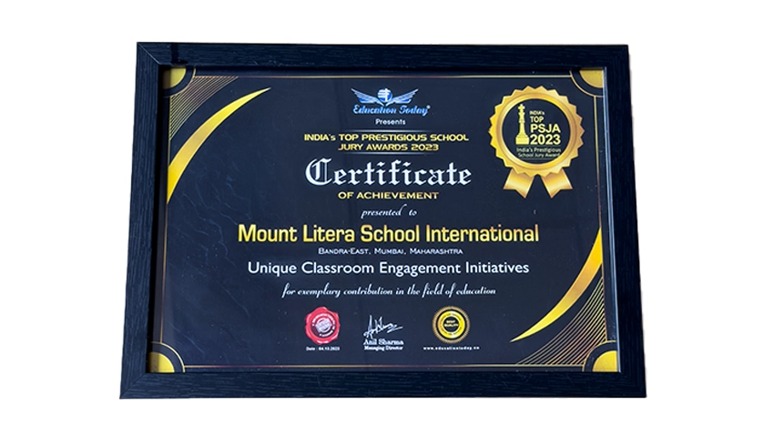 India's Top Prestigious School Jury Award for Unique Classroom Engagement Activities